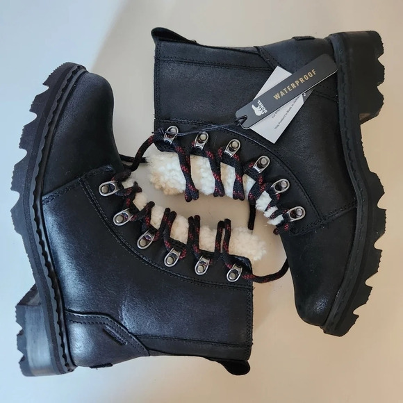 NWT SOREL | Lennox Lace Cozy Shearling Waterproof Leather Combat Boots - Size 7 - Picture 9 of 12